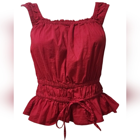 RW&CO. Tops - RW&Co Raspberry Pink Cotton Ruffled Sleeveless  Top Medium